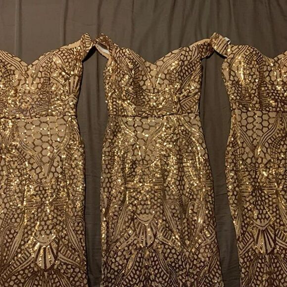 Women's Off Shoulder Sequined Evening Party Maxi Dress for Prom Bridesmaids - Picture 10 of 12